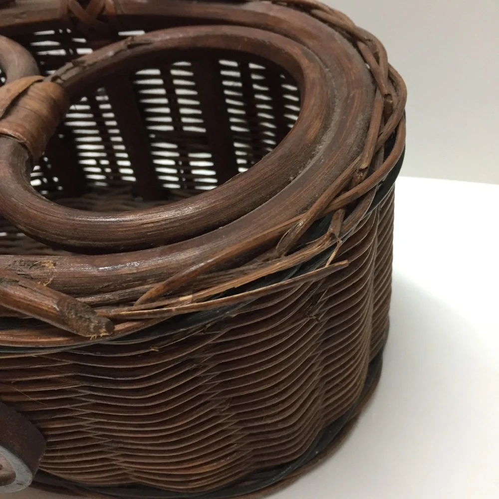 Wicker Wine Basket Sunflower Farmhouse Cottagecore BoHo Decor